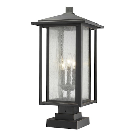 Z-Lite Aspen 3 Light Outdoor Pier Mounted Fixture, Oil Rubbed Bronze And Clear Seedy 554PHXLS-SQPM-ORB
